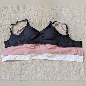 Set of 3 New Maternity Nursing Bras- Black, White and Dusty Rose